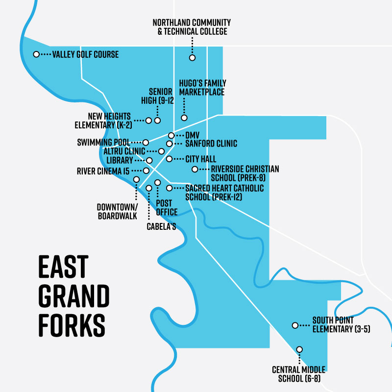East-Grand-Forks-Map-Near-Grand-Forks-County Map of East Grand Forks Minnesota in greater Grand Forks