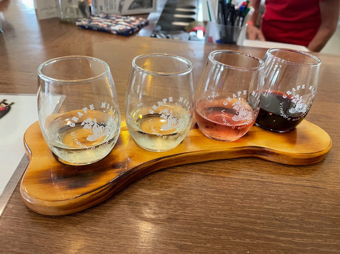 wine-in-grand-forks-grape-mill Wine flight at Grape Mill Winery in East Grand Forks.