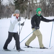 skiing-grand-forks Couple skiing in Grand Forks in the winter.