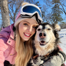 Cassandra-selfie-with-dog-in-snow Cassandra-selfie-with-dog-in-snow