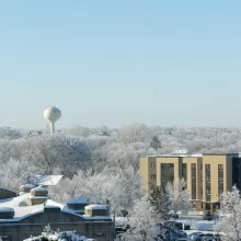 winter-in-grand-forks Arial view of Grand forks in the winter with the water tower on the horizon.