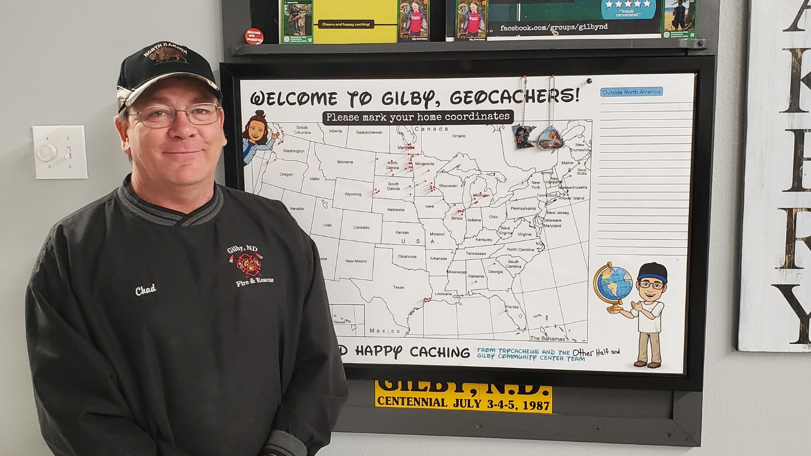 Geocaching-Grand-Forks-North-Dakota-Gilby Gilby Geocache visitor map in the Greater Grand Forks Region.