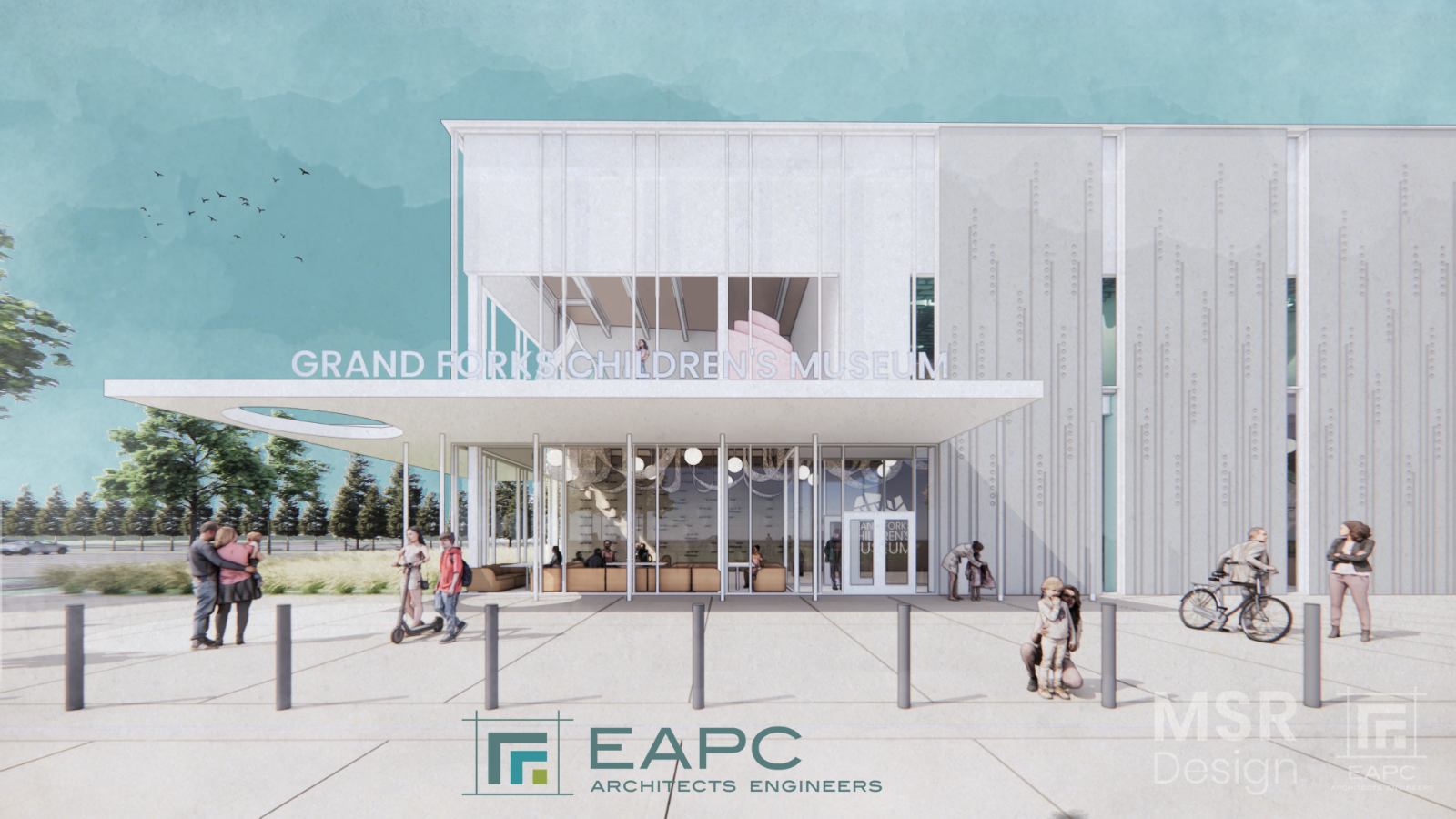 a rendering of the entrance of the upcoming children's museum!