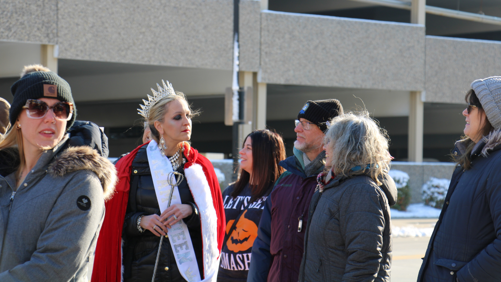 Downtown Ghostly walking tour Downtown Ghostly walking tour cast member dressed as an evil queen stares down a tour attendee.