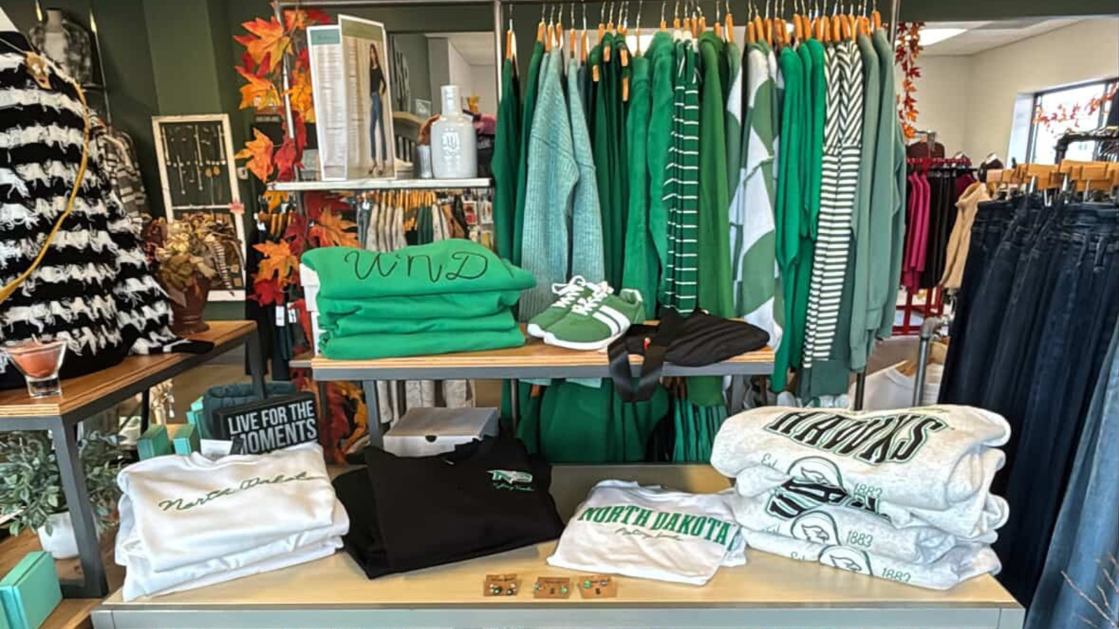 Northern Roots Boutique Northern Roots UND display with loads of UND fan gear to have you ready for any game!