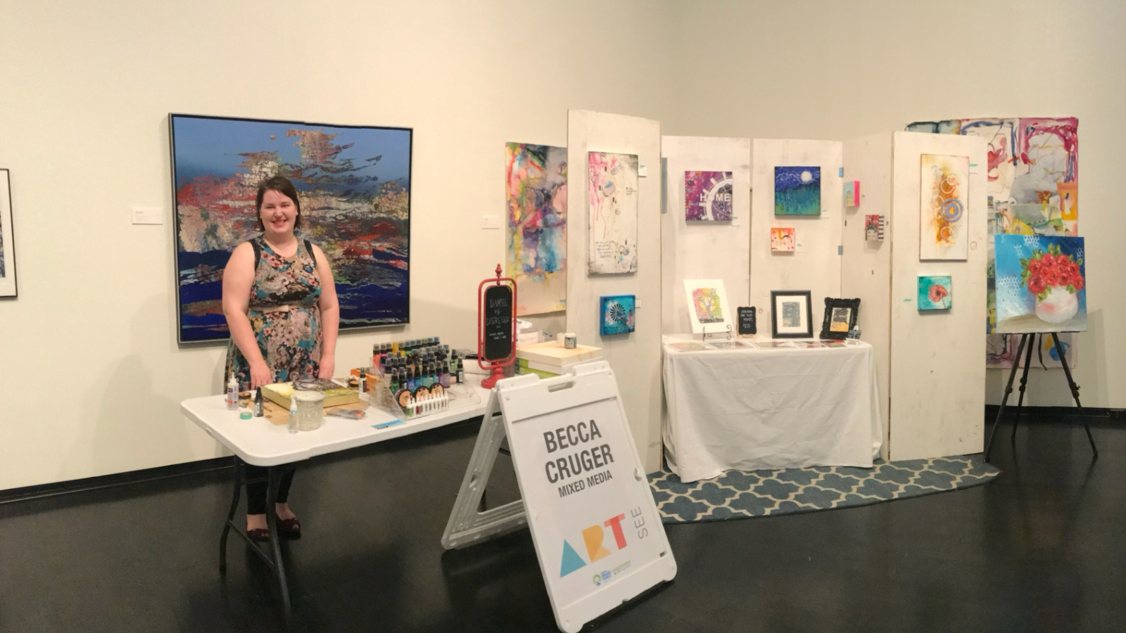 Becca Cruger ArtSee Booth ArtSee Image of artis Becca Cruger and her booth!